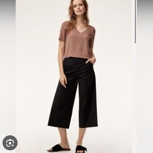 Aritzia Babaton Black Cotton Wide Leg Pull On Pants Size 4